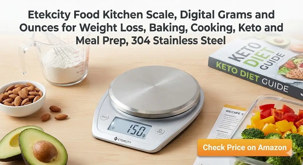 Etekcity Food Kitchen Scale, Digital Grams and Ounces for Weight Loss, Baking, Cooking, Keto and Meal Prep, 304 Stainless Steel
