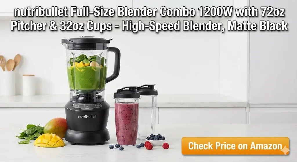 Snutribullet Full-Size Blender Combo 1200W with 72oz Pitcher & 32oz Cups - High-Speed Blender, Matte Black